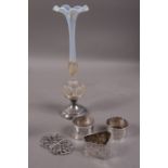 An Art Nouveau pearl glass specimen vase on a silver base, Birmingham 1919,