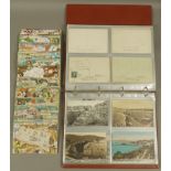 A collection of French monochrome and coloured postcards, early 20th century,