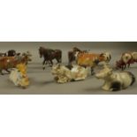 A quantity of lead animals, mainly cattle and horses by Britains Ltd, H Hill & Co and Crescent,