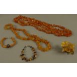 A collection of Baltic amber jewellery including,