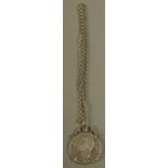 Spain silver five pesetas 1876 pendant mounted on chain