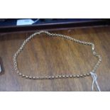A necklace of hollow belcher links in 9ct gold, approximate length 50cm,