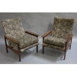 A pair of teak open armchairs, c.