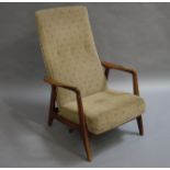 1960/1970s teak framed open armchair with patent adjustable rocker Please Note: This furniture