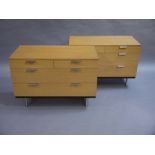 Sylia Reid for Stag, A pair of layered ply chests of two short and two long drawers,