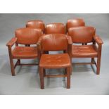 A set of six leather upholstered chairs c1980,