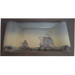 A Carlton ware rectangular dish decorated with sailing ships amidst stormy seas, rounded handles,
