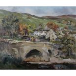 ARR Angus Rands (1922-1985) 'Kettlewell' The village and bridge over the Wharfe,