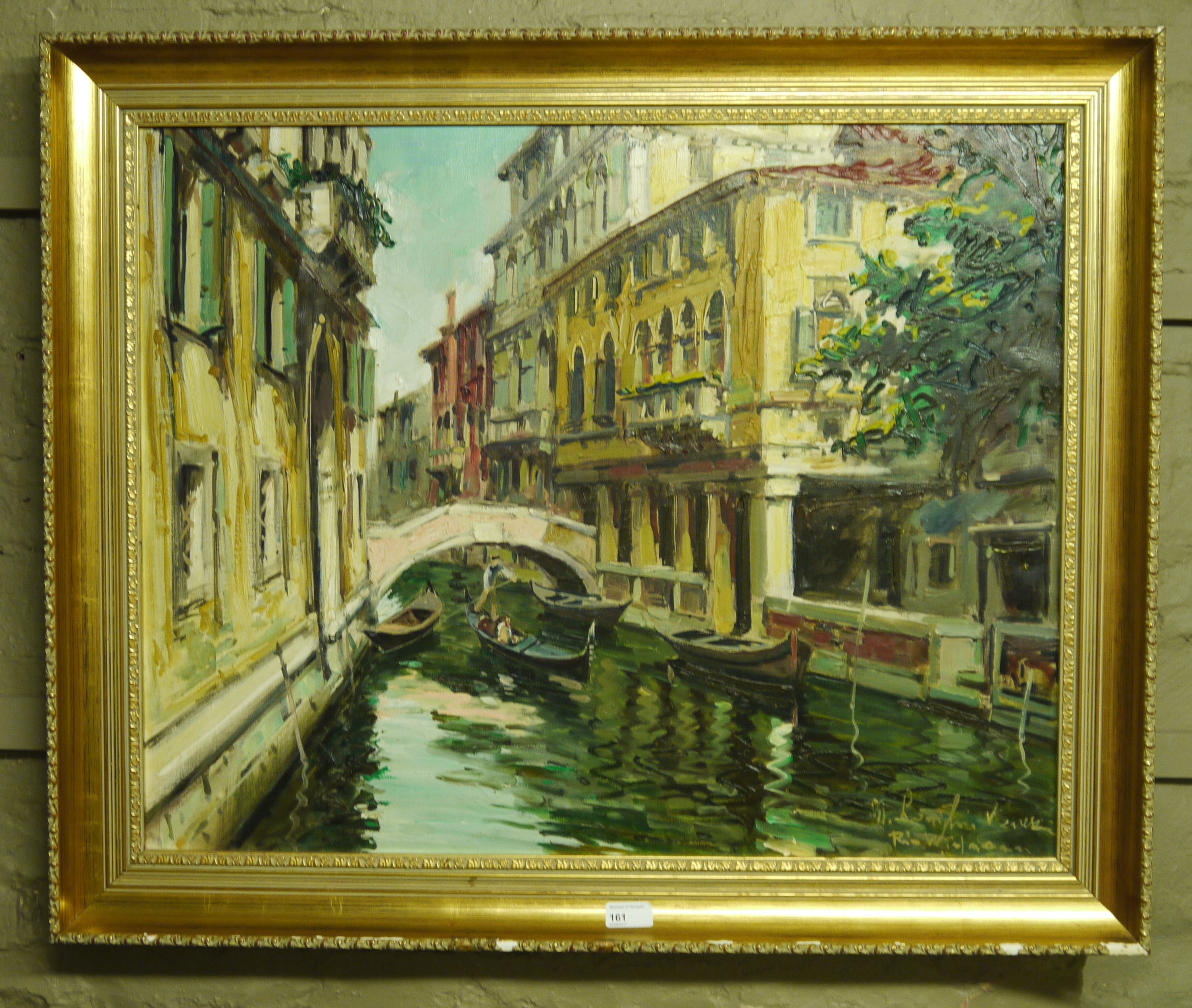 An oil painting of Venice, signed lower right, gilt framed,