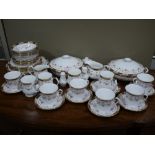 A Queens Fine bone china Olde England pattern breakfast and dinner service printed with floral