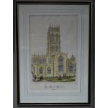 Saint Georges Doncaster Yorkshire, coloured lithographic print, 49cm x 30cm,
