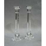 A pair of Villeroy & Boch glass table candlesticks, 29.