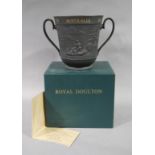 A Royal Doulton black basalt Captain Cook two-handled loving cup, limited edition number 382,