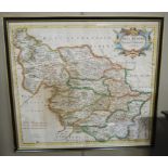 Robert Morden - The West Riding of Yorkshire, coloured map, 37cm x 42cm,