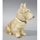 A large Sylvac brown glazed Scottie dog, 27cm high,