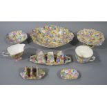 A collection of Royal Winton Grimwades 'Sweetpea' pattern ware comprising three division toast rack,