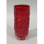 A Whitefriars 'Red Bark' vase designed by Geoffrey Baxter,