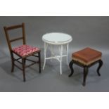 A Lloyd Loom circular table with glass top together with a bedroom chair and a mahogany dressing