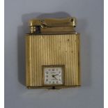 A cigarette lighter and integrated watch by Colibri in rolled gold case c.