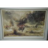 Fine after David Cartwright, 'Scots Greys Charge', early 19th century cavalry charge, colour print,