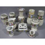 A collection of Royal Winton Grimwades 'Fibre' pattern items comprising eight vases,