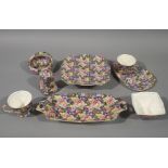 A collection of Royal Winton Grimwades 'Hazel' items comprising pedestal cake stand, small basket,