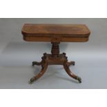 A 19th century mahogany card table, cross-banded,