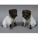 A pair of Continental porcelain models of bulldogs, 13cm high,