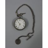 A 19th century pocket watch by Waltham in an open faced silver case,