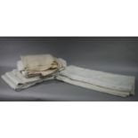 A quantity of oatmeal cotton curtains,