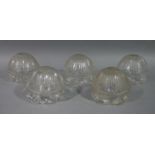 A set of five Edwardian cut glass light shades, slice and star cut with folded rim, 12.