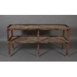 An early 20th century pine two tier apple rack on square legs,