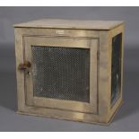 An early 20th century painted pine and metal mesh food hutch by Thomas Danks & Co Ltd,