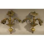 A pair of Victorian lacquered brass triple ceiling lights,