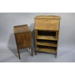 An Edward VII oak escritoire with drop front and open shelves, 60cm wide x 104cm high,