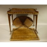 An inlaid mahogany two handled gallery tray, the centre with floral inlaid patera,