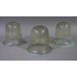 A set of three Victorian/Edwardian vaseline glass bell-shaped light shades, 12.