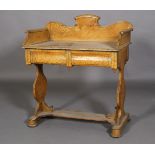 A Victorian faux bois painted pine washstand outlined with painted black stringing,