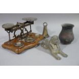 A set of Victorian postal scales and weights,