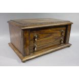 An Edward VII oak cutlery cabinet, brown felt lined and labelled, hinged lid,