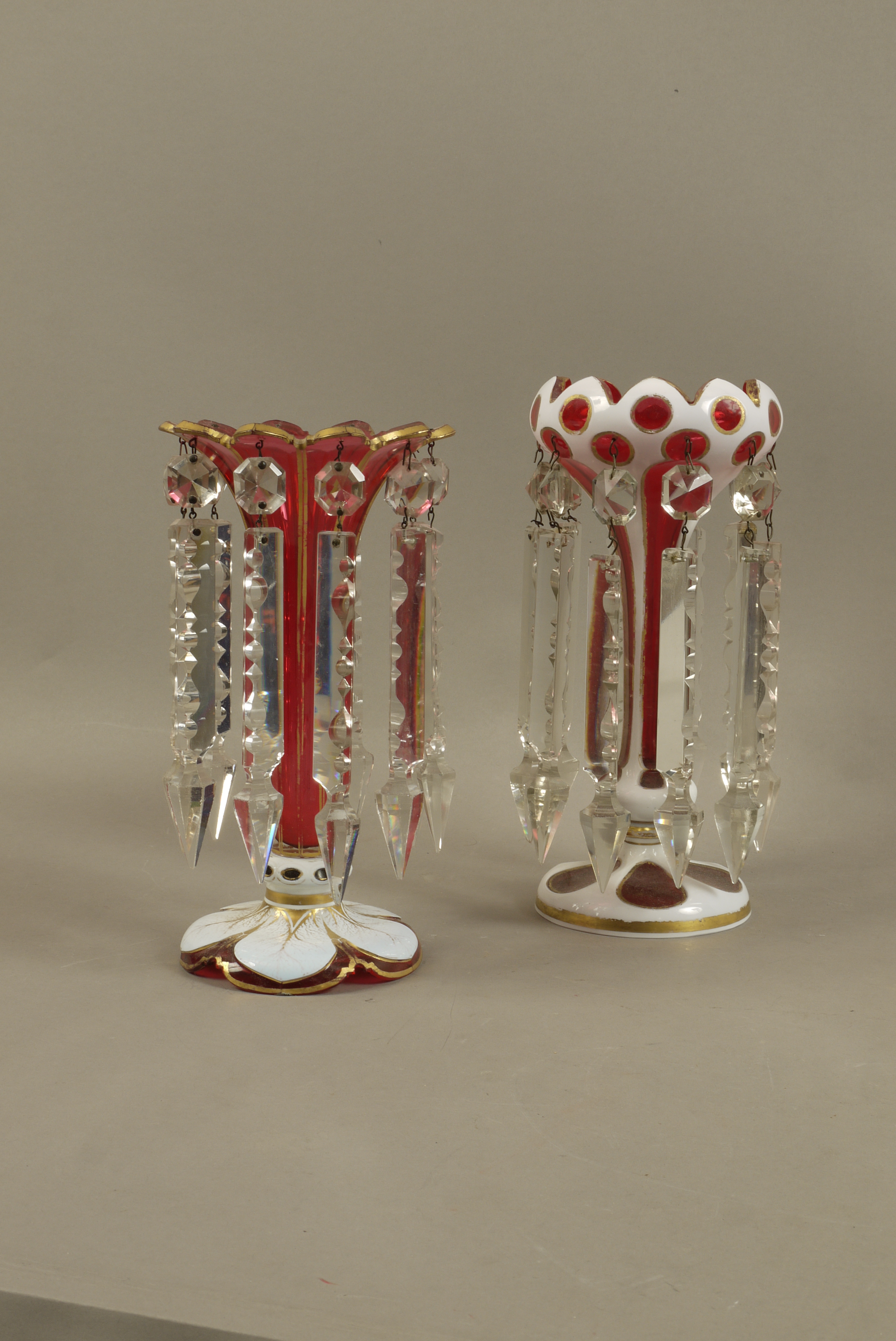 Two Victorian cranberry flashed lustre stands, - Image 2 of 3