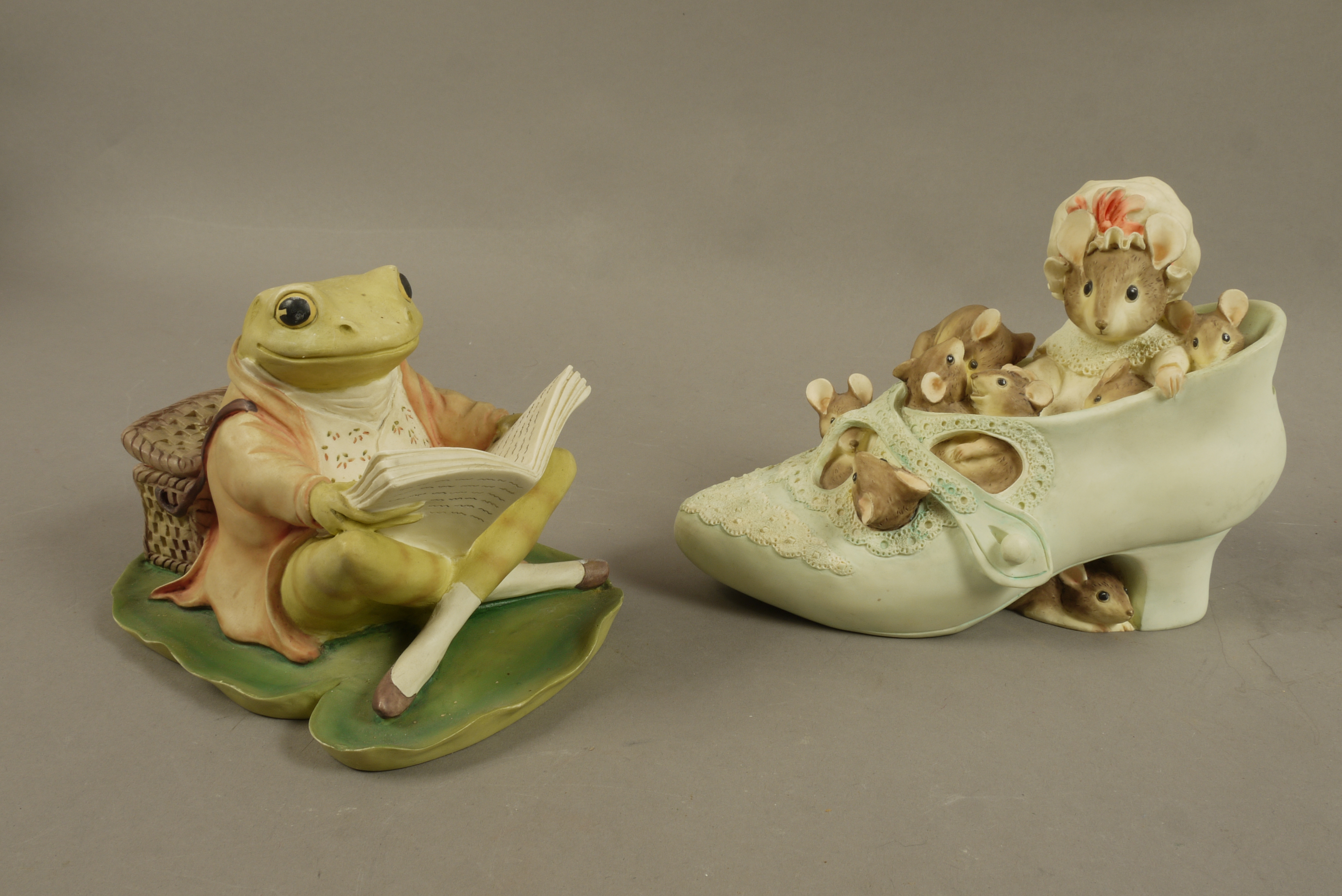 Two Border Fine Arts Beatrix Potter money banks - Jeremy Fisher and another Mrs Tittle mouse? , c.