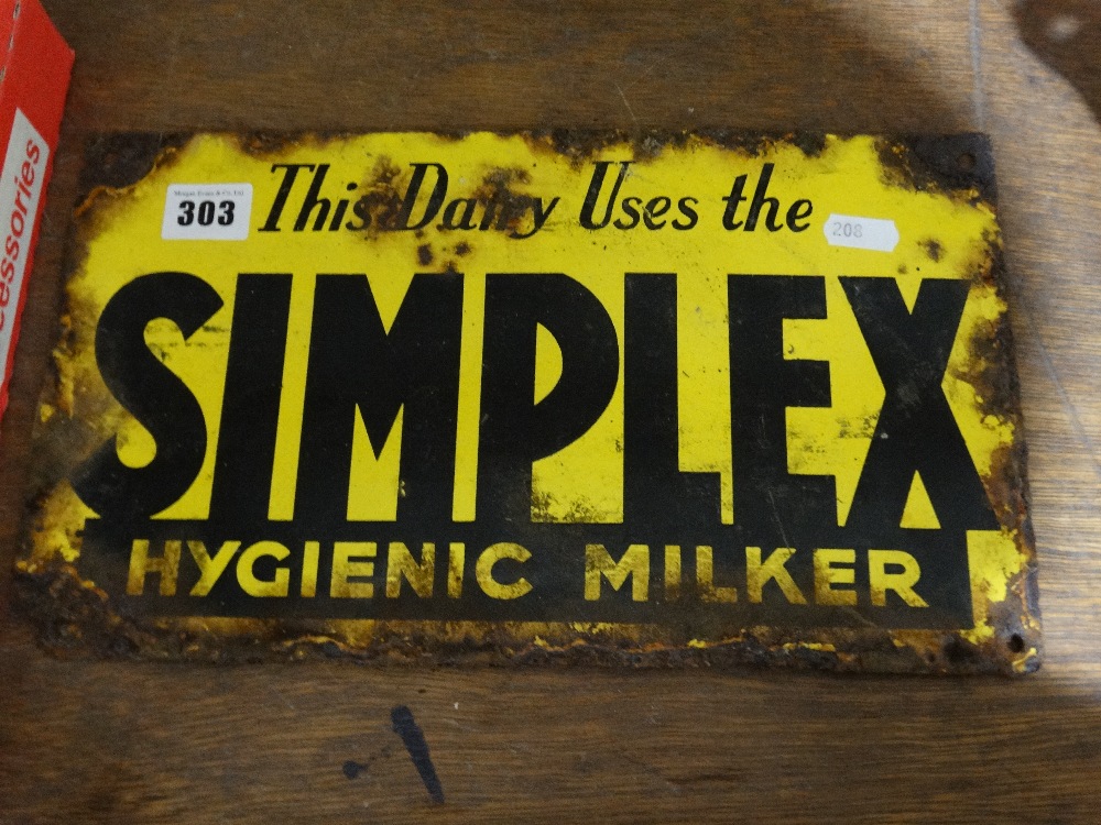 An Enamel Dairy Sign For Simplex Hygenic Milker