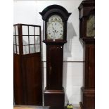 An Antique Oak Encased Long Case Clock The Arched Painted Dial With Eight Day Movement, Marked