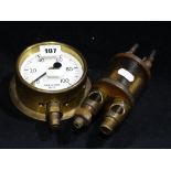 A Low Pressure Steam Test Gauge Together With A Steam Engine Double Oil Feeder