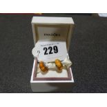 Two Boxed Pandora Light Brown Charms