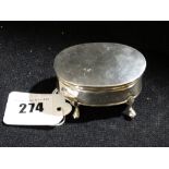 A 4ft Silver Trinket Box With Chester Hallmarks