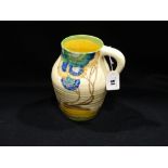 A Clarice Cliff Viscaria Pattern Lotus Shape Jug, 8" High (Hairline Crack)