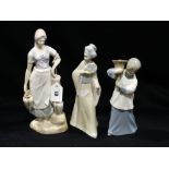 Three Spanish Porcelain Figurines Together With A Small Quantity Of Glass And Other Animals