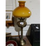 A Circular Based Brass Column Oil Lamp